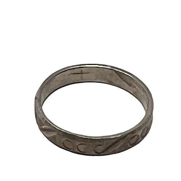 Womens‎ Wedding Band Ring Sterling Silver Engraved - Picture 5 of 9